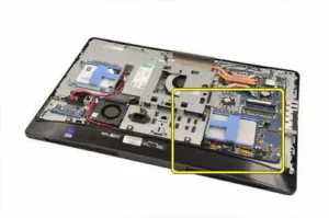 All-in-One computers can be the most difficult to access the drive unless they have a dedicated plastic cover on the back, or the disk is placed inside the base of the system as opposed to behind the screen. We have attached a few pictures below that may help you identify the drive on your system. You can also google your make and model drive removal (i.e. ‘hp envy x360 drive removal’), which will most probably produce results with explanatory videos for your specific model. As a final note on preparation, know that realistically, data recovery requires time, knowledge, effort, and money. So, unless someone knows they can get good value out of your data, we doubt they will ever bother trying to do so.