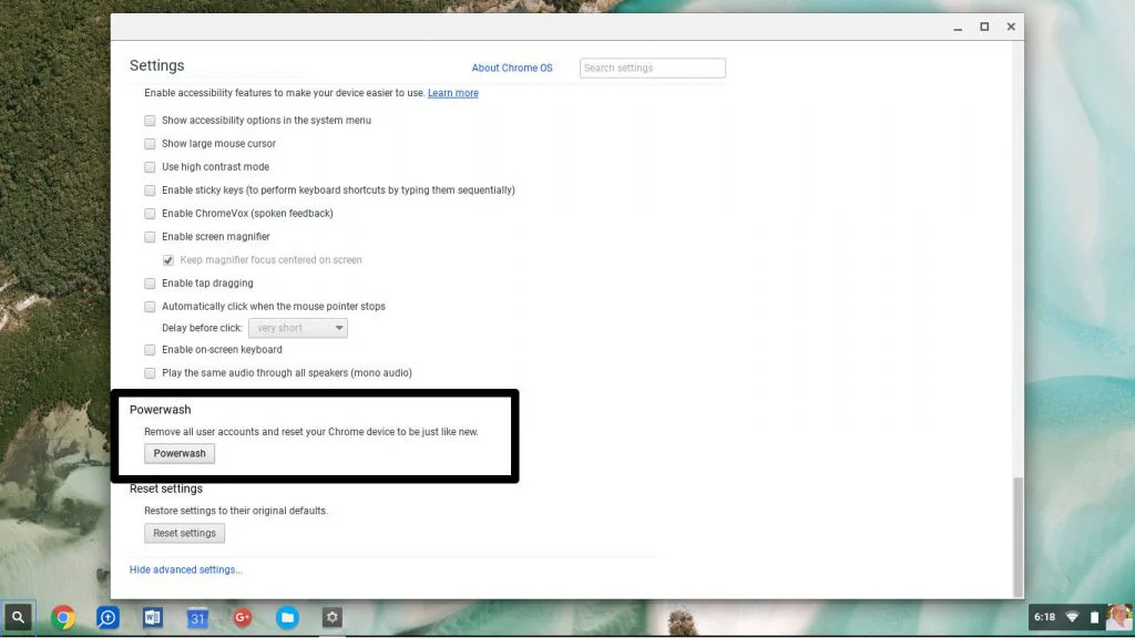 Reset Chrome settings