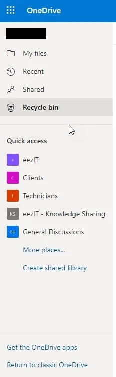 If you deleted OneDrive data, you can still recover it within 30 days from deletion, by accessing OneDrive recycle bin on the cloud. Open up a browser like Chrome or Edge, type in office365.com and login with your Microsoft account. Click the nine-dotted icon and select OneDrive. Once in OneDrive on the cloud, go to ‘Recycle bin’ on the left pane, and you should see all data that had been removed in the past 30 days. Simply select the data that you want to be recovered and click ‘Restore’.