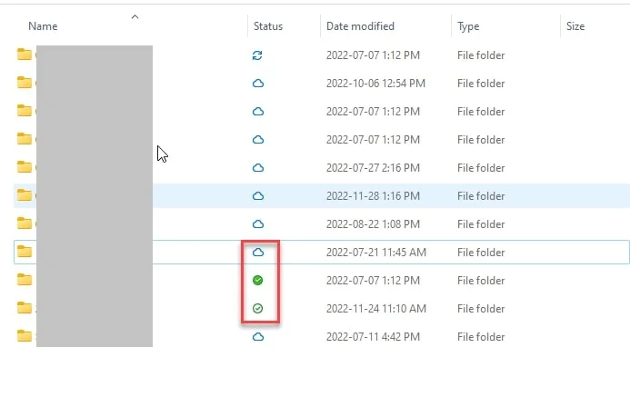 When you place folders under your OneDrive, you will start seeing a ‘status’ icon next to each item. The status of an item will tell you if it is currently syncing, if it resides on the cloud only, or if you have a copy of it that will stay on your computer at all times. There are other statuses like sharing status, not syncing or paused syncing. To make sure you have a copy of your data stored locally at all times, right-click on it and select ‘Always keep on this device’. We will get into more detail about data ‘status’ and selective sync later on.