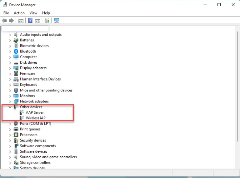 Device manager install test screenshot