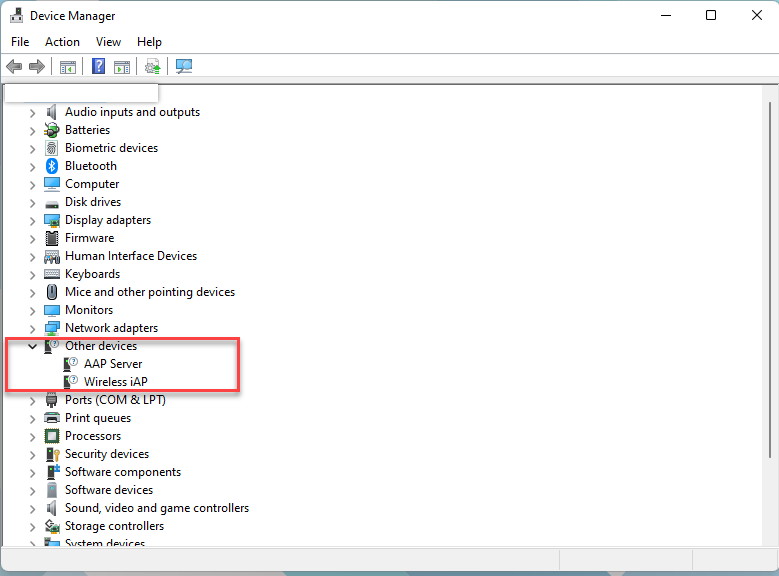 Device manager install test screenshot