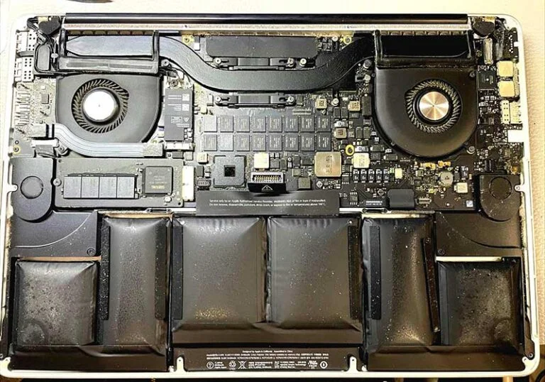Not replacing your battery on time can cause it to expand in some instances, causing excessive pressure on the laptop casing or palmrest. You may also notice that your trackpad or keyboard is malfunctioning in these instances, due to the pressure caused by the swollen battery. The swelling is a result of gasses forming inside the battery when the chemical reactions that produce power no longer complete fully. This should be addressed immediately to avoid further damage to your laptop.