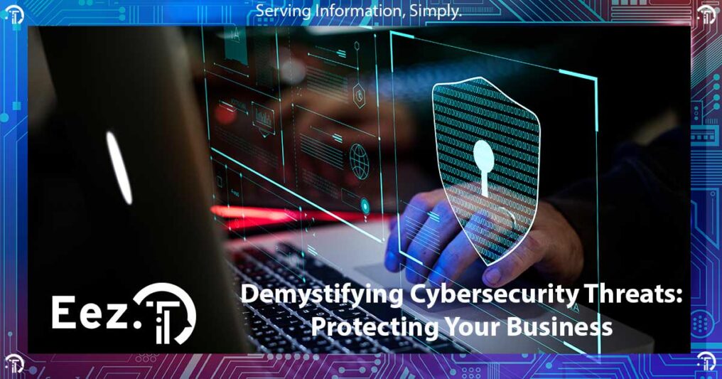 EezIT branded image showing cybersecurity specialist on a laptop