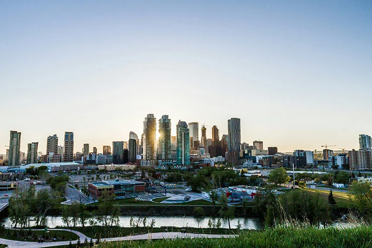Downtown Calgary at sunset