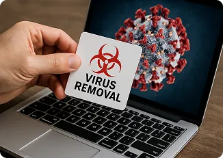 IT technician performing computer virus removal in Calgary