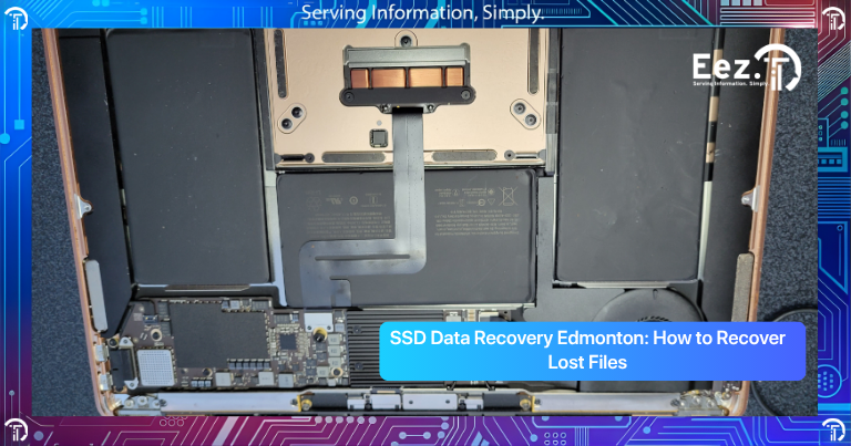 SSD data recovery Edmonton showing technician recovering lost files from solid state drive using advanced recovery tools