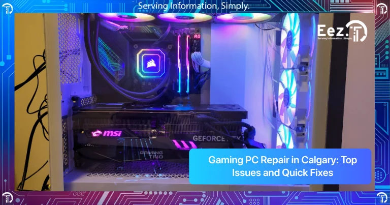 Gaming PC Repair in Calgary top issues and quick fixes with RGB gaming computer setup by Eezit.ca
