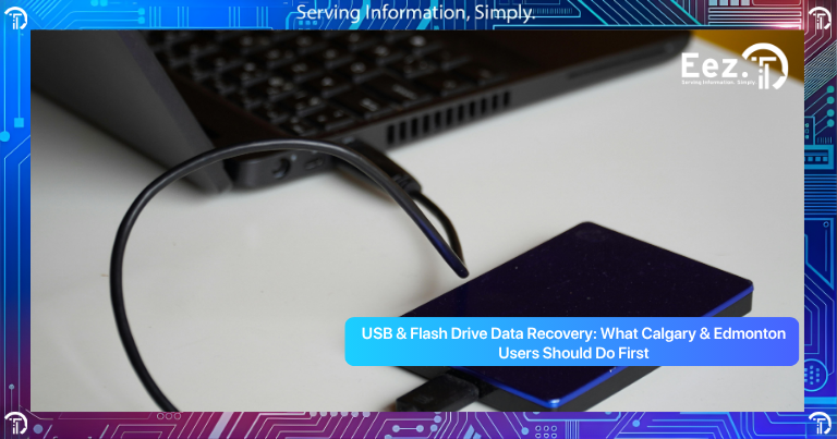 USB & flash drive data recovery showing technician restoring lost files from USB storage device using professional recovery tools