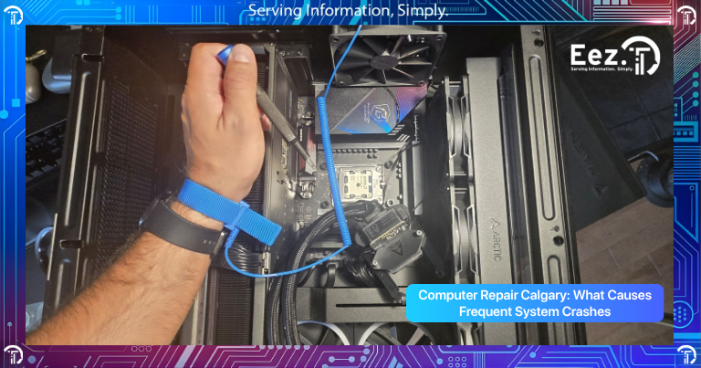 Computer Repair Calgary technician diagnosing frequent system crashes and blue screen errors on desktop computer hardware
